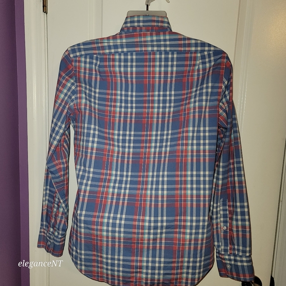 J Crew Men's Pink Blue and White Plaid Classic Flex Washed Shirt Sz: Small - Picture 5 of 9
